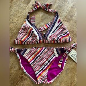 Lucky Brand Multicolor Striped Bikini